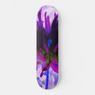 Stunning Purple and Black Cactus Dahlia Skateboard