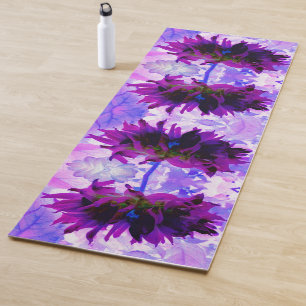 Stunning Purple and Black Cactus Dahlia Yoga Mat