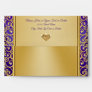 Stunning Purple and Gold Envelopes, Personalised Envelope