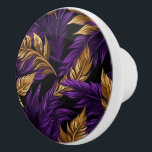 Stunning Purple and Gold Floral Leaf Ceramic Knob<br><div class="desc">Stunning Purple and Gold Floral Leaf Ceramic Knob</div>