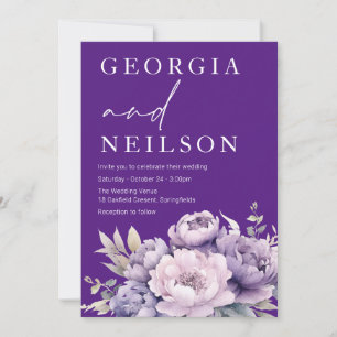 Stunning Purple Floral Wedding  Invitation