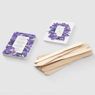 Stunning Purple Irises Watercolor Wedding Menu Hand Fan