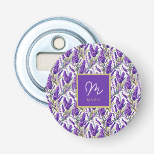 Stunning Purple Lavender Pattern Monogramed Bottle Opener