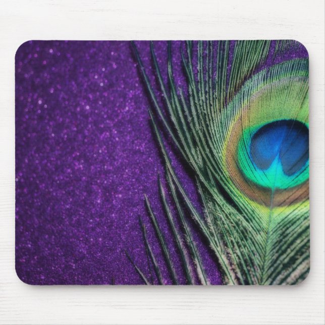 Stunning Purple Peacock Mouse Mat (Front)