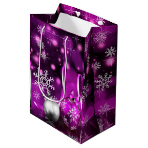 Stunning Purple Tone Christmas Medium Gift Bag