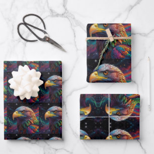 Stunning Rainbow Eagle Wrapping Paper Sheets