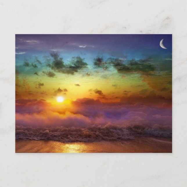 Stunning rainbow sunset postcard (Front)