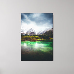 Stunning rainy day at lake Fusine, Italy Canvas Print