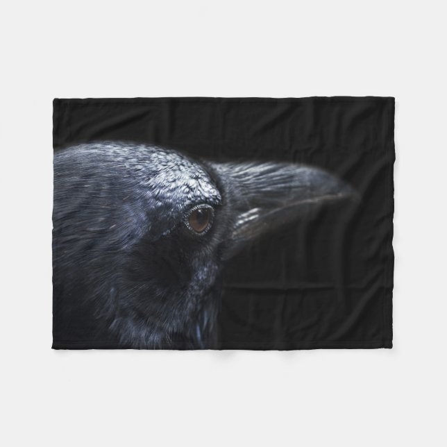 Stunning Raven's Head Fleece Throw Blanket (Front (Horizontal))