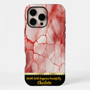 Stunning red and white marble patterns iPhone 16 pro max case
