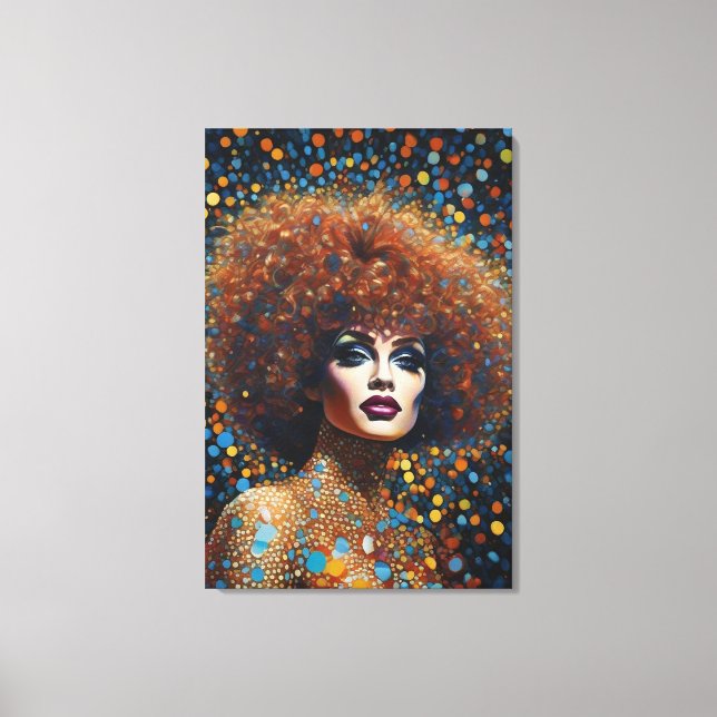 Stunning Red Bombshell Drag Queen Portrait Canvas Print (Front)