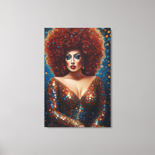 Stunning Red Bombshell Drag Queen Portrait Canvas Print
