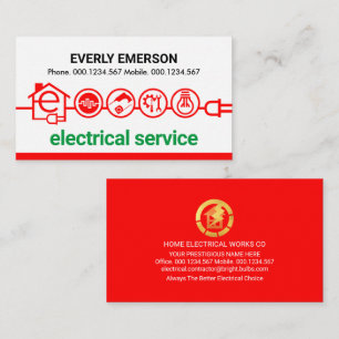 Stunning Red Electrical Icons Power Line Business Card