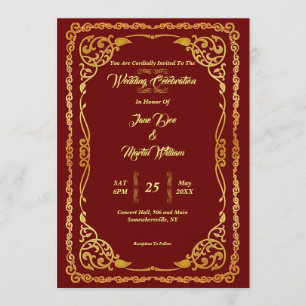 Stunning Red Elegant Wedding Invitation