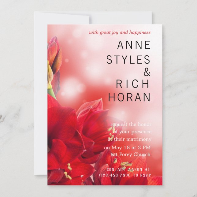 Stunning Red Floral Wedding Invitation (Front)