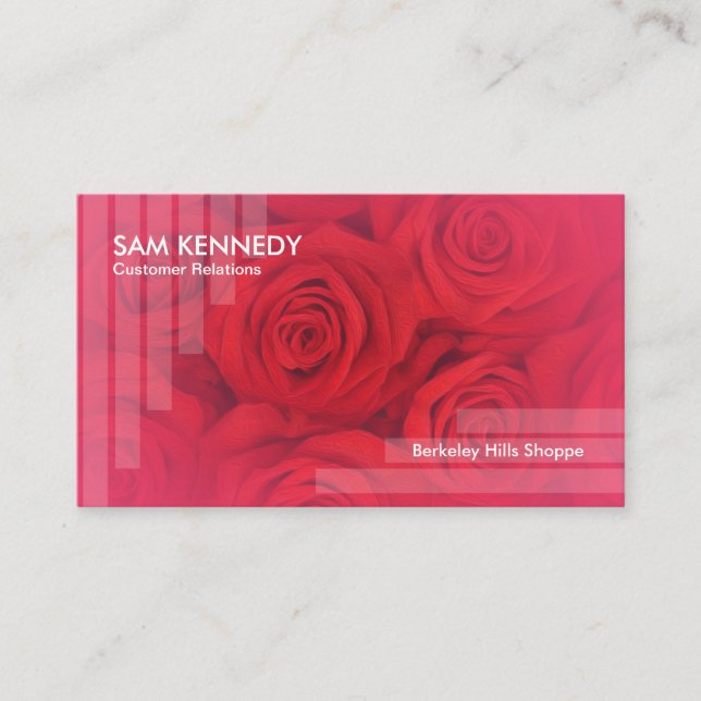 Stunning Red Flower Translucent Line Business Card (Front)