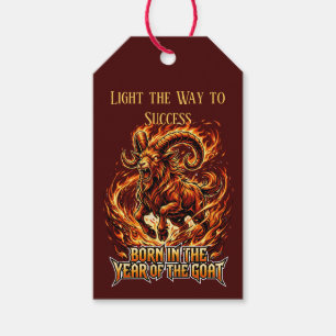 Stunning Red Gold Fire Goat 2027 Chinese New Year Gift Tags