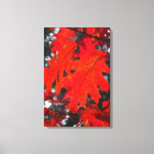 Stunning Red Maple Leaf Painting Canvas Print (Front)