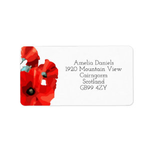 Stunning Red Poppy Return Address Label