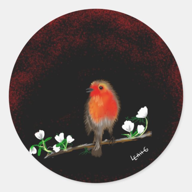 Stunning Red Robin original art gifts acessories Classic Round Sticker (Front)