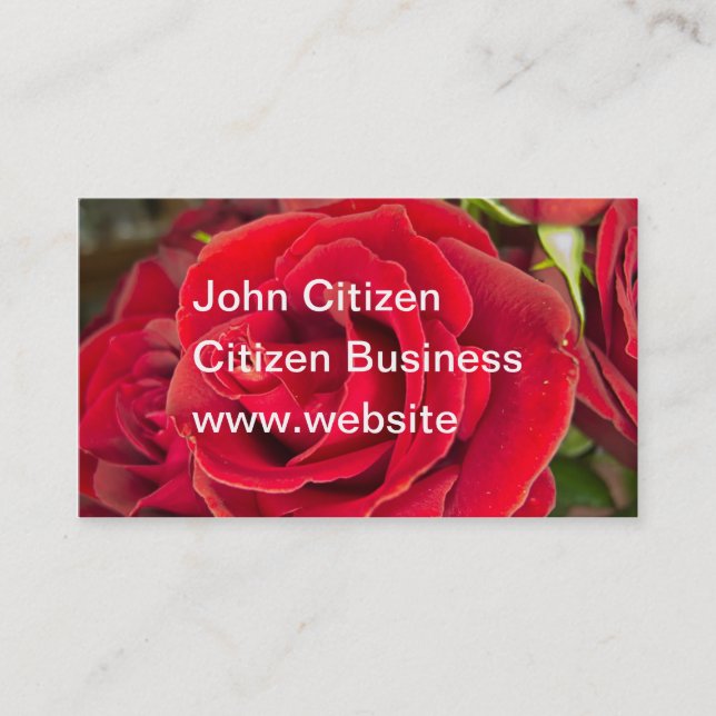 Stunning red rose business card (Front)