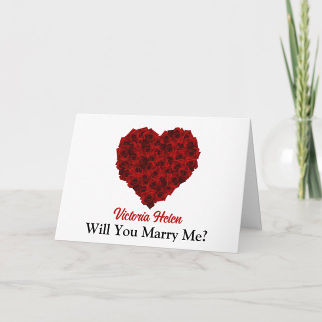 Stunning Red Rose Heart Will You Marry Me Card  (Front)
