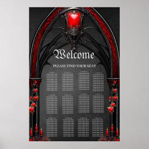 Stunning red roses and gate design poster