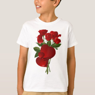 Stunning Red Roses and Hearts T-Shirt