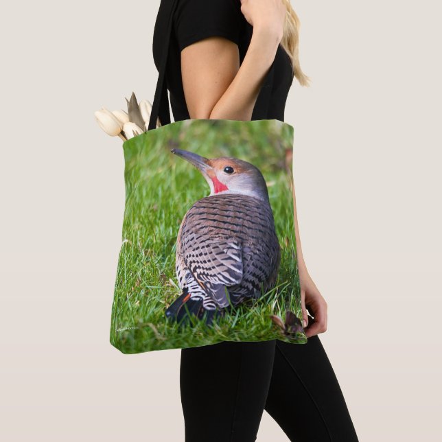 Stunning Red-Shafted Northern Flicker on the Lawn Tote Bag (Close Up)