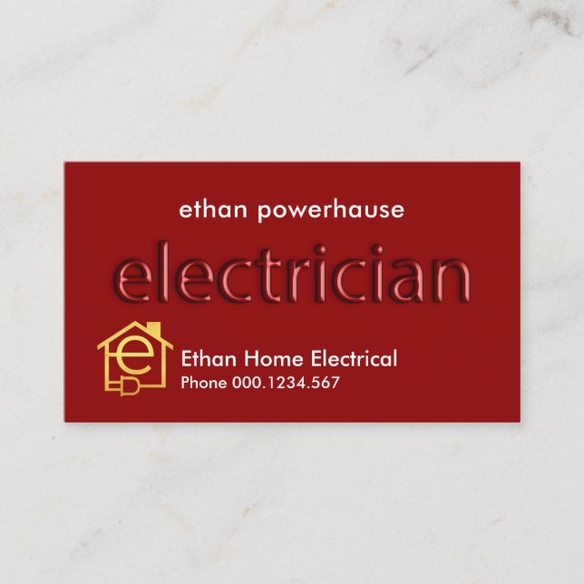 Stunning Red Translucent Electrician Signage  Business Card (Front)