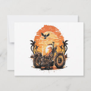 Stunning Retro Vintage Motorcycle Classic Sunset C Invitation