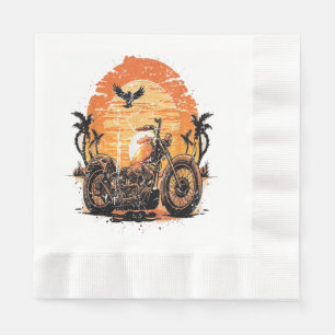Stunning Retro Vintage Motorcycle Classic Sunset C Napkin