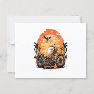 Stunning Retro Vintage Motorcycle Classic Sunset C RSVP Card
