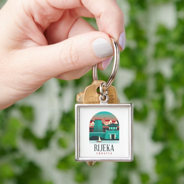 Stunning Rijeka Croatia Vintage Travel Key Ring (Hand)