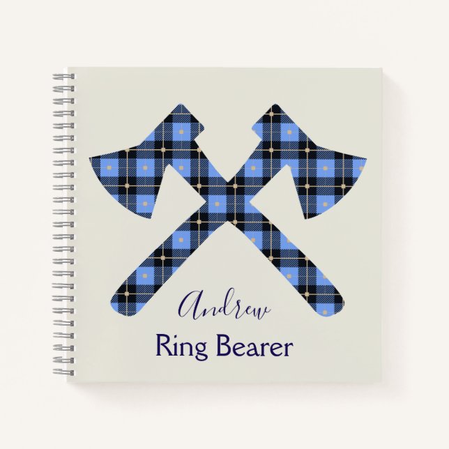 Stunning Ring Bearer blue and grey axe Notebook (Front)
