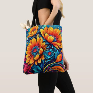 Stunning Rose Floral Colour Tote Bag