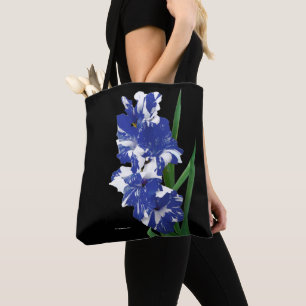 Stunning Royal Blue & White Gladiolus Sword Lilies Tote Bag