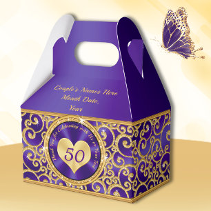 Stunning Royal Purple and Gold 50th Anniversary Favour Box
