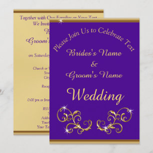 Stunning Royal Purple and Gold Wedding Invitations