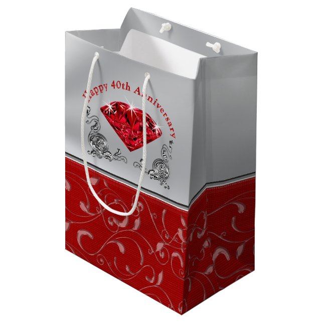 Stunning Ruby 40th Anniversary Gift Bags (Front Angled)