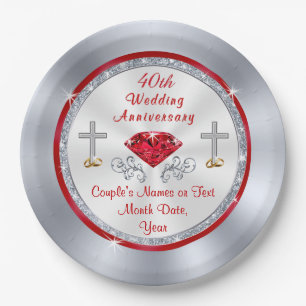 Stunning Ruby 40th Wedding Anniversary Ideas Paper Plate