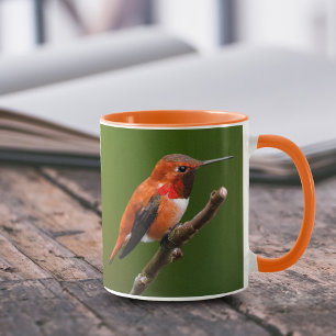 Stunning Rufous Hummingbird on Cherry Branch Mug