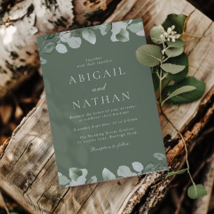 Stunning Sage Green Leaves Elegant Wedding Invitation