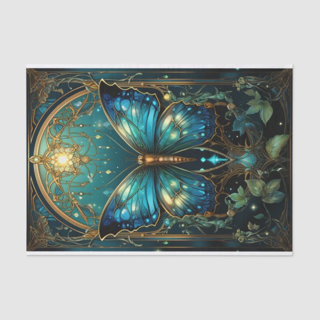 Stunning Sapphire Blue Butterfly Tissue Paper (Front)