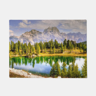 Stunning Scenic View of Dolomite Mountains Italy Doormat