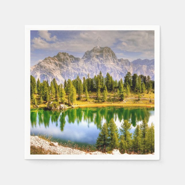 Stunning Scenic View of Dolomite Mountains Italy Napkin (Front)