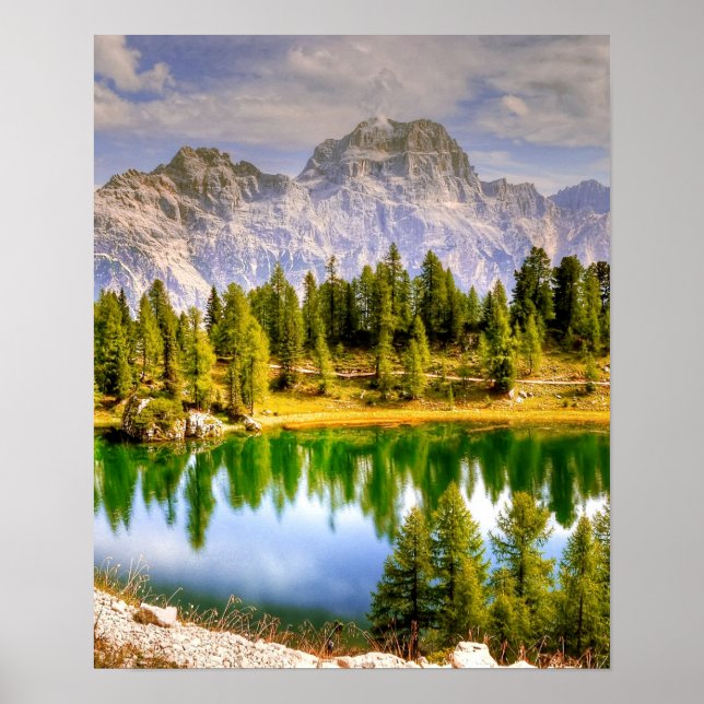 Stunning Scenic View of Dolomite Mountains Italy Poster (Front)