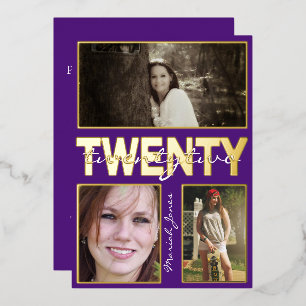 Stunning School Colours 3 Photo Foil Invitation