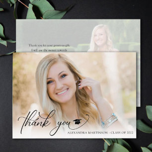 Stunning Script 2 Photo Graduate Thank You Card