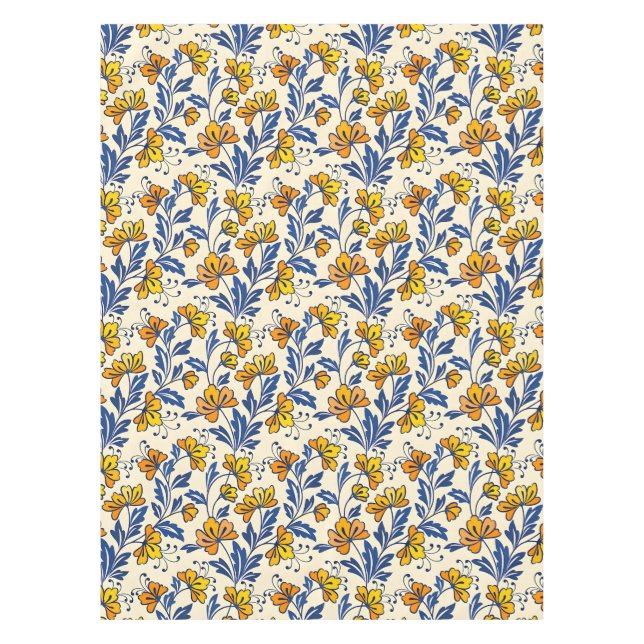 Stunning Seamless Pattern of Flowers and Leaves Tablecloth (Front)